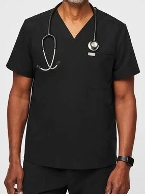Figs Men’s Black Chisec Three-Pocket Scrub Top Size Medium